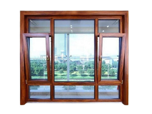 4 X 8 Feet Glass Thick 5 Mm Modern Paint Coated Glass And Wooden Windows 