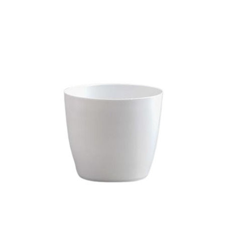 White Round Plastic Planter For Home, Outdoor, Diameter 12 Cm Height 4.5 Inch 