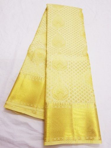 Party Wear Golden Silk Saree For Ladies