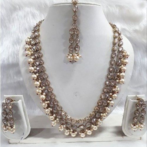 Stylish Zinc Work White Party Wear Necklace Set