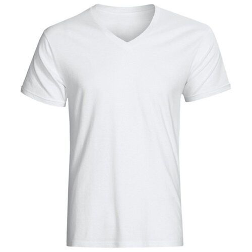 V Neck And Half Sleeves Plain Pure Cotton Featured White T Shirt For Boys