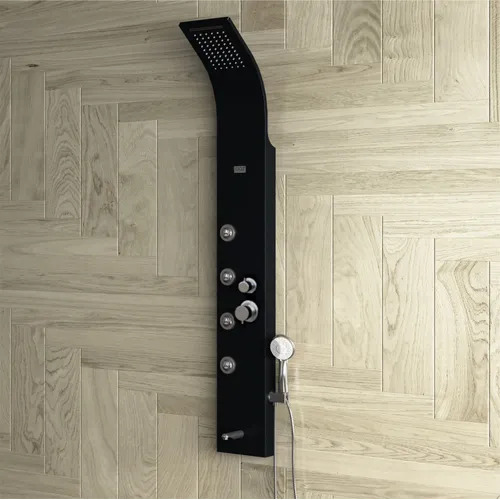 Rain And Waterfall Aluminium Shower Panel (Zander) - Color: Black