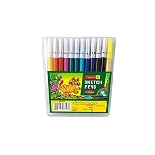 Camlin Sketch Pens with Free Stencil - 24 Shades (Multicolor)