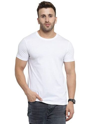 White Men'S Simple Casual Wear Round Neck Short Sleevs Cotton Soprt T Shirt 