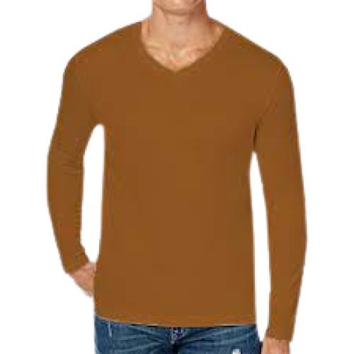Men'S Comfortable Causal Wear Full Sleeve V Neck Plain Pattern Cotton T-Shirt