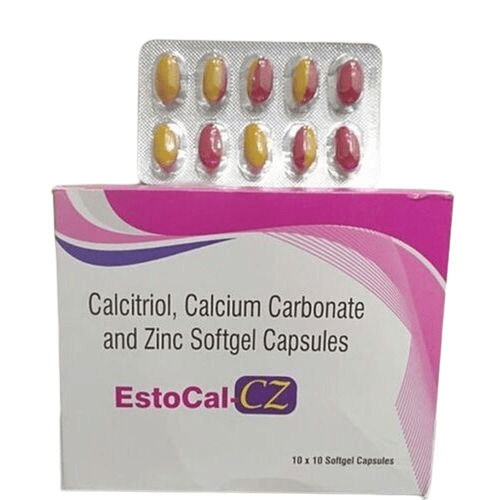 Calcium Carbonate Calcitriol And Zinc Softgel Capsules Estocal-Cz 10X10 General Medicines