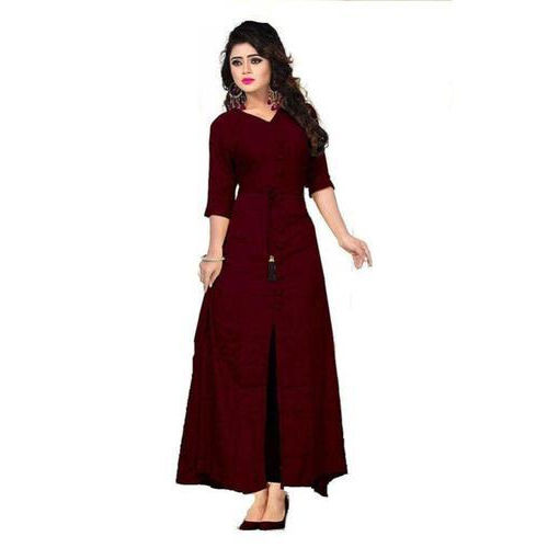 Chiffon Simple Trandy Comfortable Body Fit Charming Multi Colored Ladies Kurti 