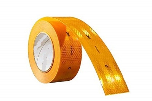 Pvc Backing Reflective Tape - 2 Foot Width, Yellow Pressure Sensitive Adhesive | Strong And Resilient For Various Surfaces, Easy Application In Low Light