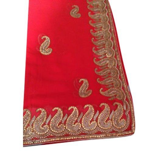 Red Embroidered Silk Chiffon And Party Wear Fancy Sarees For Ladies