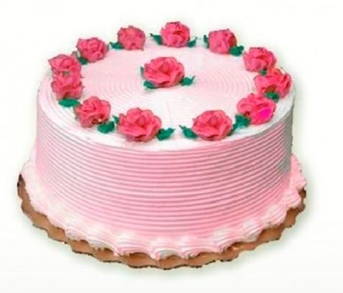 1 Kilogram Sweet And Delicious Eggless Round Soft Fresh Strawberry Cake