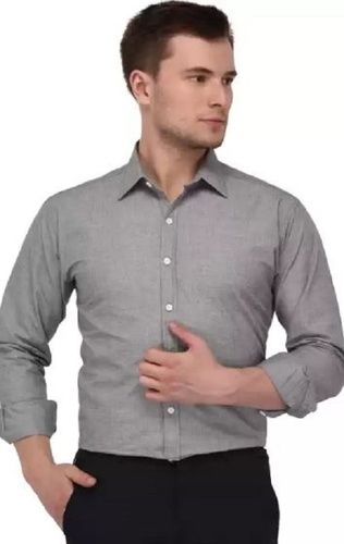 Full Sleeves And Regular Fit Plain Pattern Cotton Casual Wear Shirt For Mens