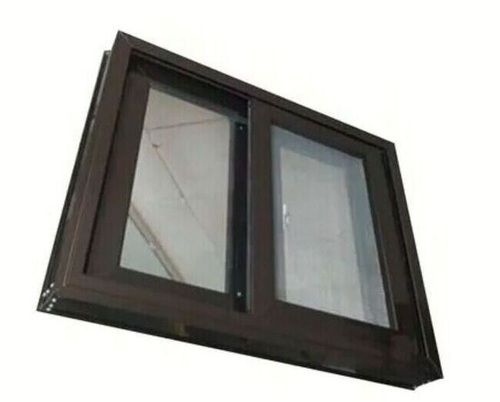 Brown Powder Coated Aluminium And Glass Rectangular Sliding Window