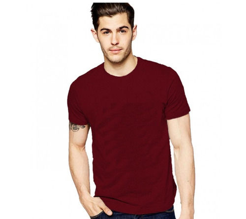 Mens Slim Fit Solid Plain Casual Wear Short Sleeves Cotton Round Neck T Shirt