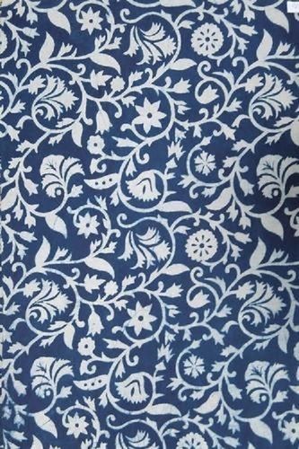 Blue And White Quick Dry Pure Cotton Printed Fabric 