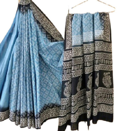 महिलाओं के लिए कैज़ुअल वियर एंटी रिंकल और अनफ़ैडेबल प्रिंटेड कॉटन साड़ी