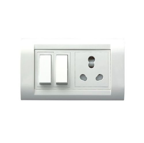 White 220V Single Socket Plastic Modular Electric Switch