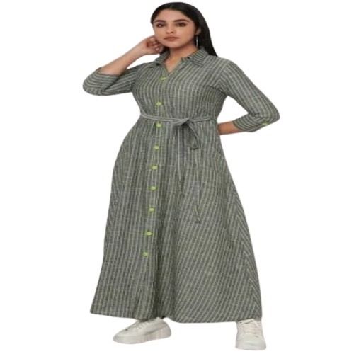 Comfortable And Breathable Beautiful Gray Colored Designer Cotton Salwar Suit