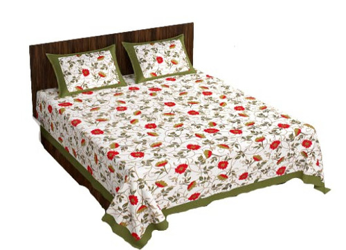 मल्टीकलर 89 X 89 इंच सांस लेने योग्य और धोने योग्य पॉलीकॉटन प्रिंटेड बेड शीट्स