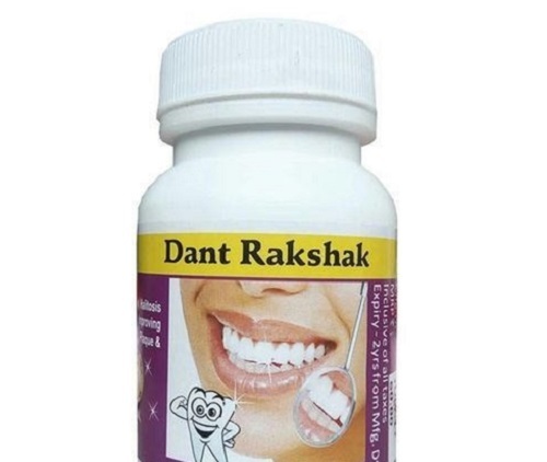 Reduce Toothache Effective Formula Natural Ingredients Dantrakshak Ayurvedic Tooth Powder - Powder Form, 50 Grams, Mint Flavor | Soft White Bristles, Easy to Use