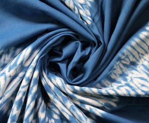 120 GSM 44 Inch Lightweight Cotton Tie-Dyed Fabric - Blue and White, 100% Organic Cotton, Breathable for All Seasons, Vintage Soft Texture