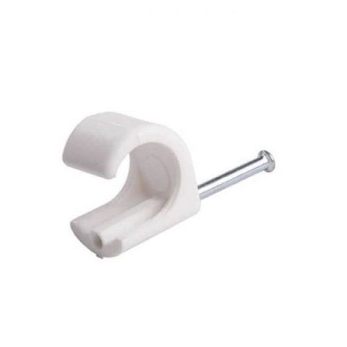 White 1.1 Inch Long G Shape Polyvinyl Chloride Plastic Wire Clip