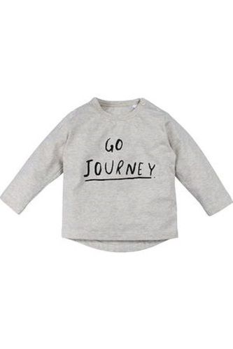 Printed Long Sleeve Cotton Casual Wear Round Neck Grey T Shirts For Kids