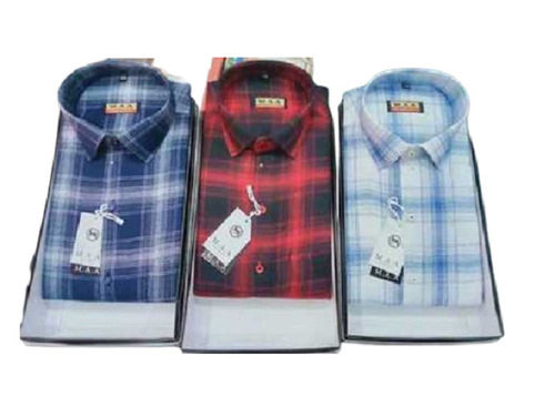 Men'S Checked Printed Full Sleeves And Collar Neck Casual Wear Shirts