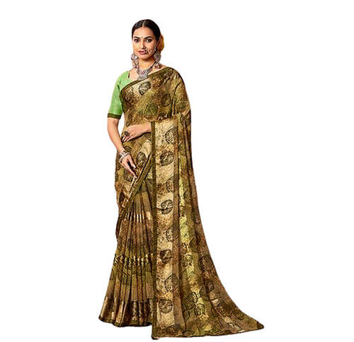 Multi Big Bull Weightless Printed Siroshki Work Ladies Saree