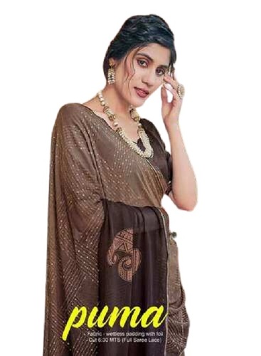 फ़ॉइल लाइनिंग प्रिंट फुल और स्टोन वर्क के साथ मल्टी वेटलेस साड़ी