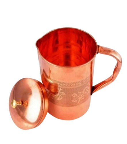 Round 1000 Ml Light Weight And Polished Finished Leak-Proof Plain Copper Jug