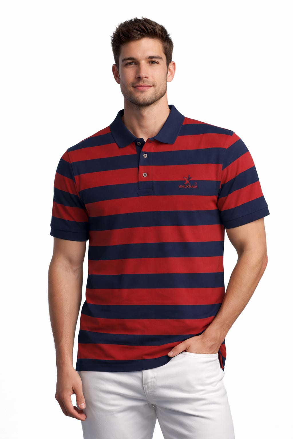 Mens Striped Polo T Shirt - Color: Blue