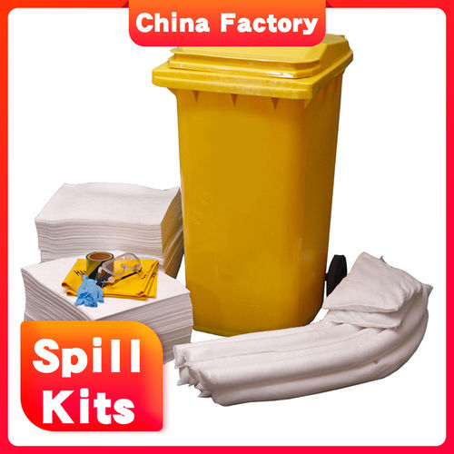 High Absorption Performance Yellow Wheeled Bin Automobile Repair Oil Spill Kit