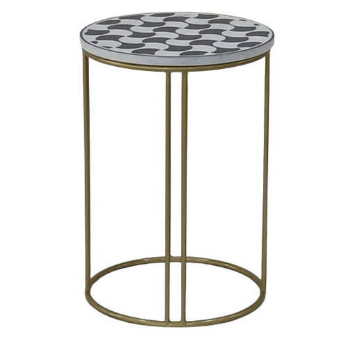 Durable D36 Round Marble Top Metal Framed Side Table