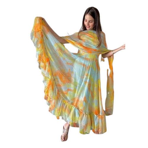 Ruffle Printed Salwar Suit And Dupatta