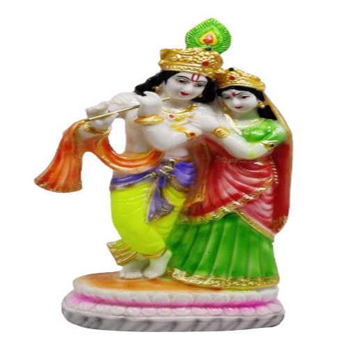 Resin Krishna Playing Flute With Radha Rani Statue For Home Temple at ...