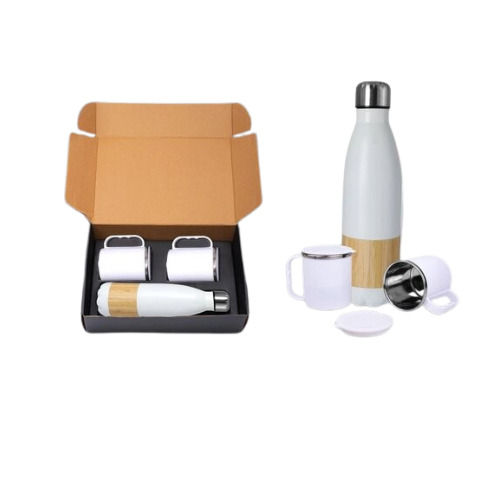 Bamboo Cola Vacuum Flask With 2 Ss Cups Corporate Gift Set