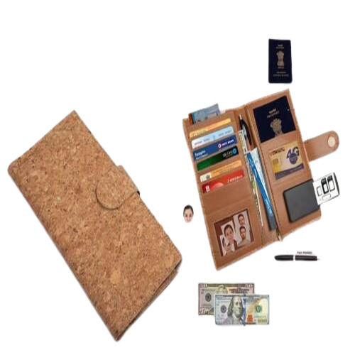 Eco-Friendly Cork Cheque Book Holder / Passport Holder With Sim Card Safe Case & Sim Card Jackets Size: 23 X 13 X 4