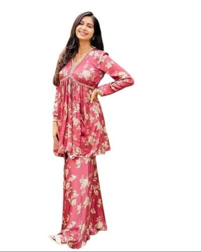 Comes In Various Colors Digital Print Georgette Tops With Palazzo