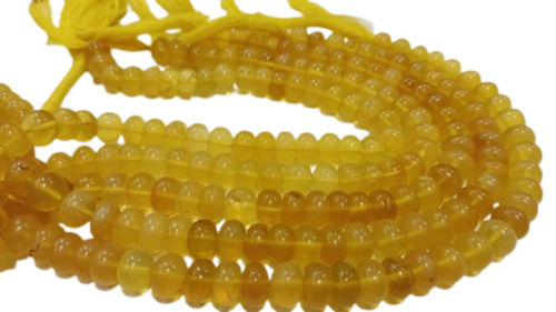 8mm Natural Yellow Opal Rondelle Smooth Plain Beads