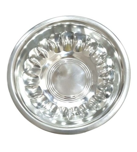 Stainless Steel Fancy Gold Coin Bowl - 12 Inch, Silver Color | Durable, Rust-Resistant, Stylish Design with Wide Rim for Easy Handling