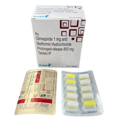 ग्लिमेपीराइड 1mg और मेटफोर्मिन हाइड्रो पीआर 850mg टैबलेट