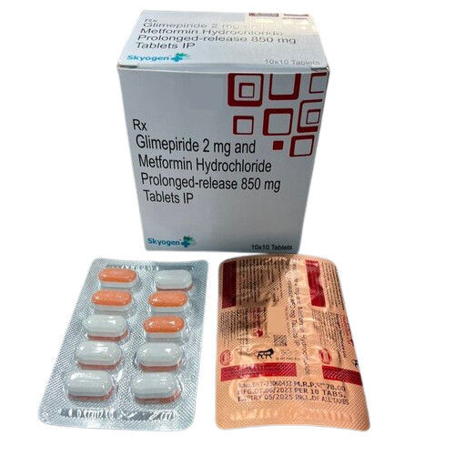 Glimepiride 2mg and Metformin Hydro Pr 850mg Tablet