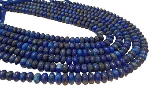 Stone Natural Blue Lapis Lazuli Rondelle Plain Smooth Beads - 8Mm