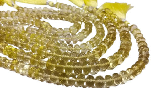 Yellow Natural Lemon Quartz Rondelle Faceted Beads (6Mm - 8Mm)