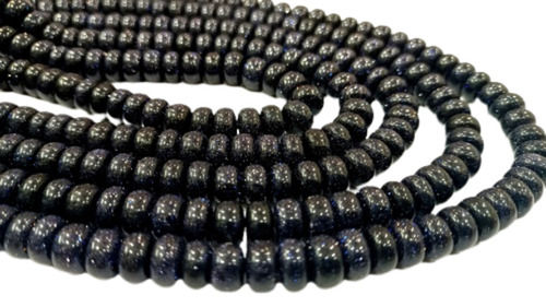 Natural Blue Sandstone Rondelle Plain Gemstone Beads - 8mm