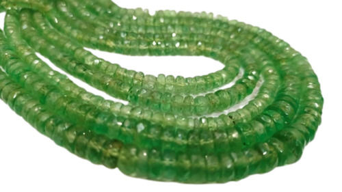 5MM Natural Rare Green Kyanite Rondelle Faceted Gemstone Beads