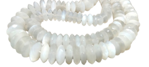 Natural White Moonstone German Cut Rondelle Shape Beads 9mm to 12mm