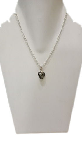 Beautiful Hand Carved Heart Shape Crystal Silver Plated Pendant With Chain Weight: 20 Grams (G)