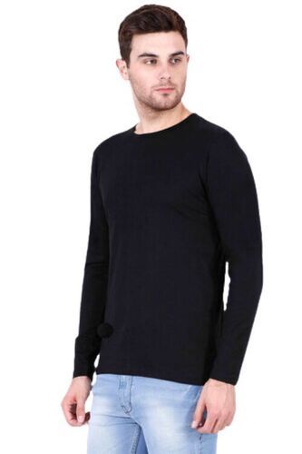 Mens Black Color Full Sleeves T Shirt