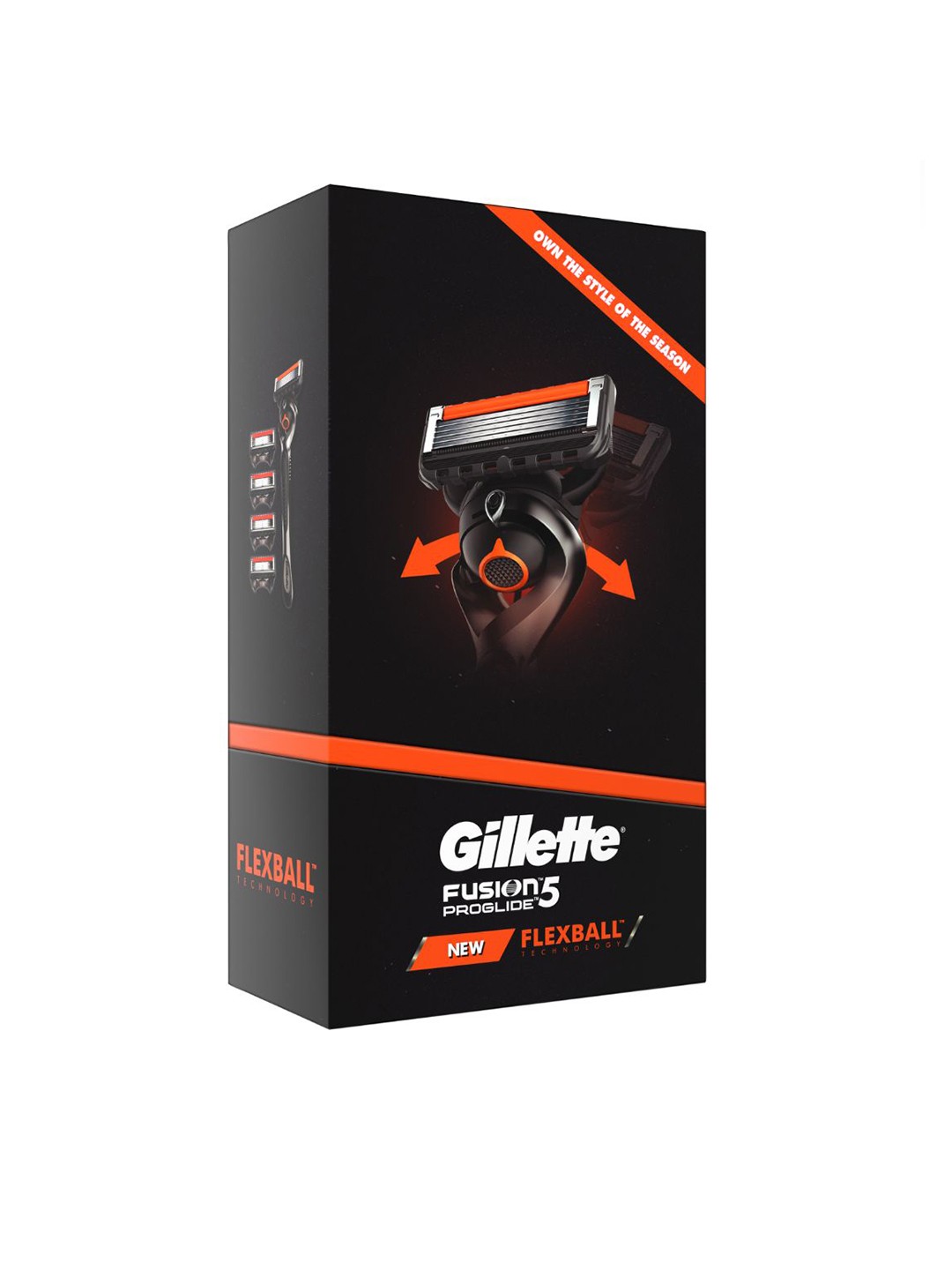 Gillette Flexball Razor - Steel Blades 5 Blade Design with Precision Trimmer | Unique Flexball Movement Enhanced Lubrastrip with Mineral Oil